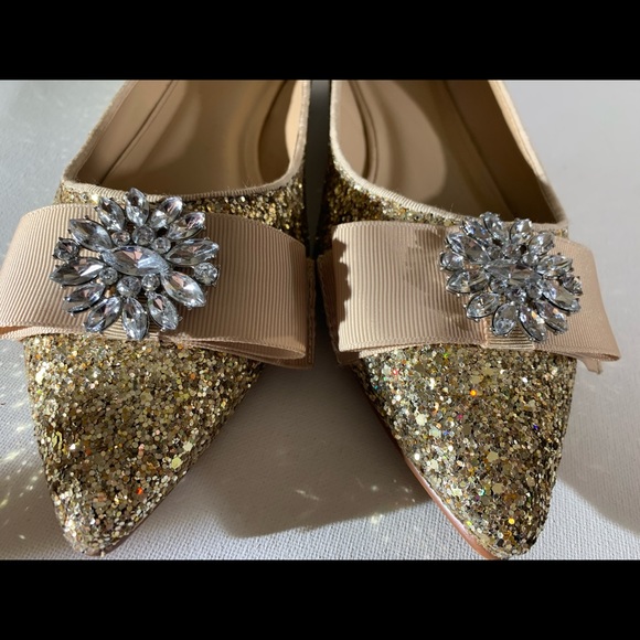 Crown & Ivy Addison Gold Sparkle Flats Size 8 - Picture 7 of 8